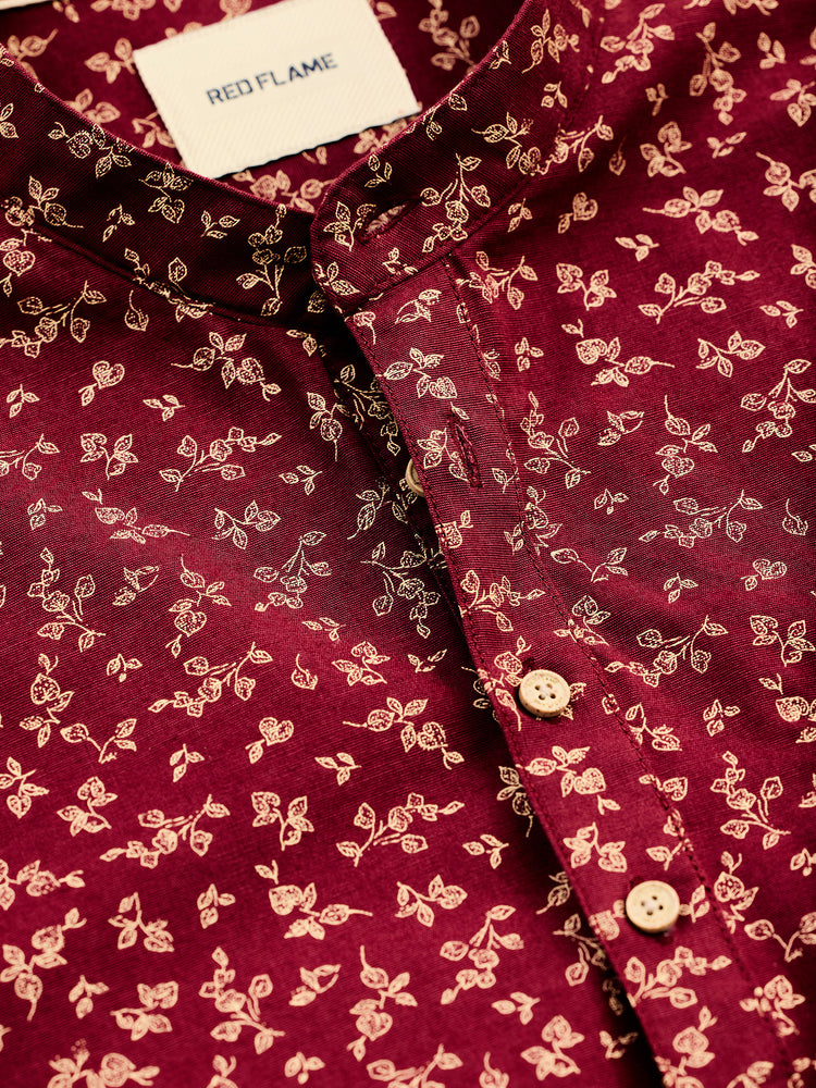 Maroon Printed Kurta