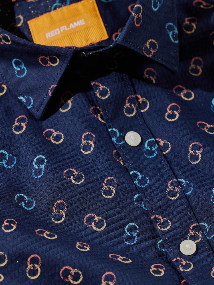 Navy  Printed  Shirt