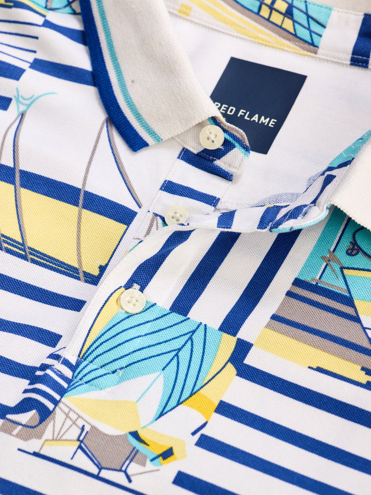 White Printed Polo T-Shirt