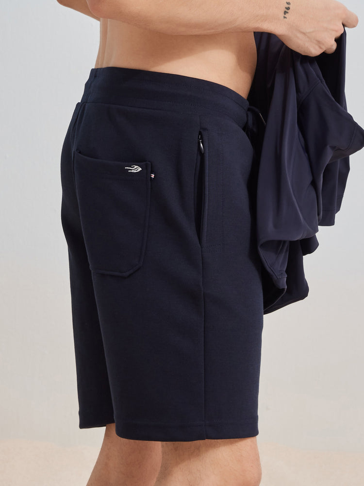 Navy Knits Jacquard  Shorts