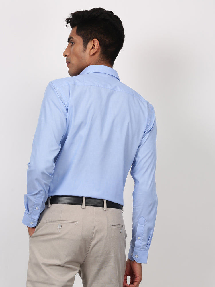 Blue Cotton Spread collar shirt