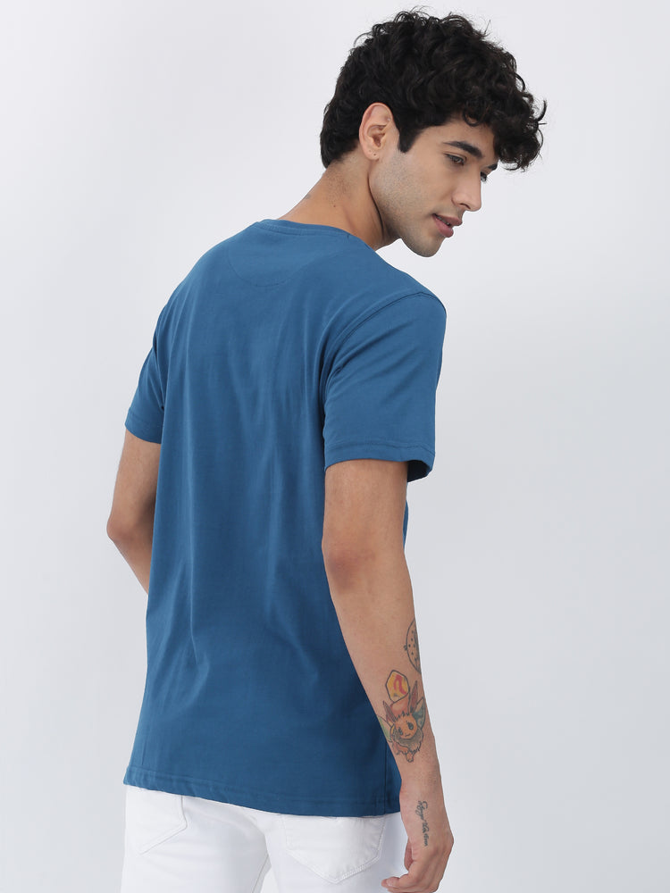 T Blue Cotton Crew Neck T-Shirt