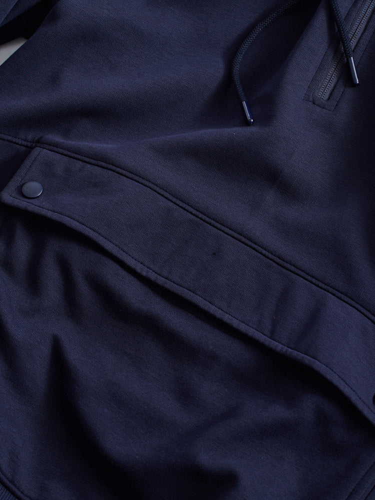 Navy Solid Hooded Sweatshirt