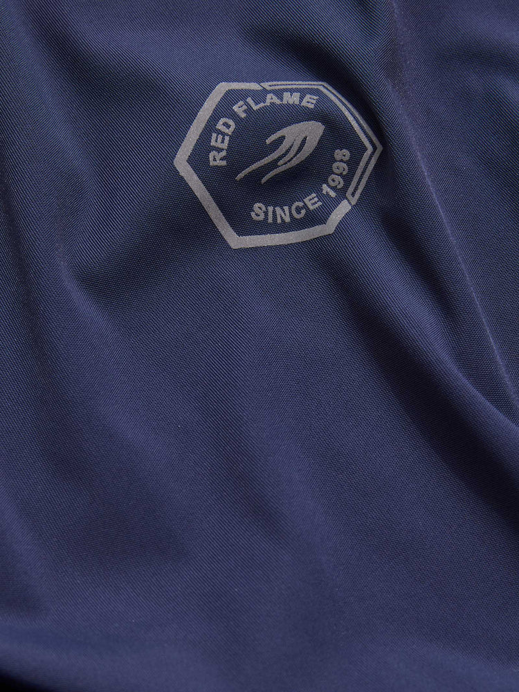 Blue Rayon Nylon Stretch Crew Neck T-Shirt
