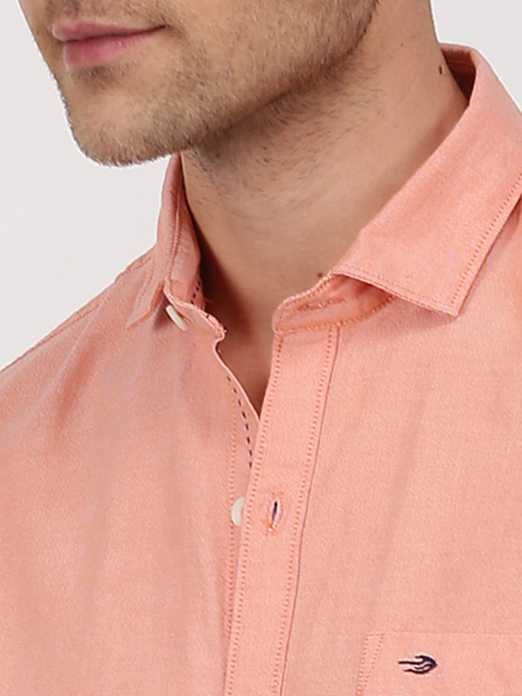 Orange Cotton Cut-Way Collar Shirt
