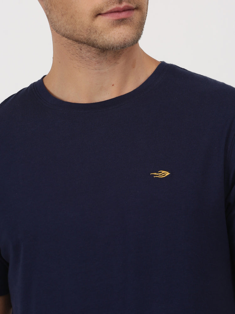 Navy Cotton Crew Neck T-Shirt