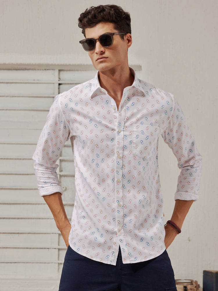 White  Printed  Shirt