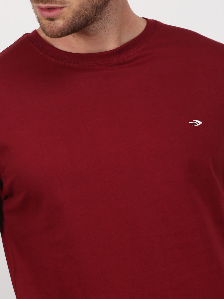 Maroon Cotton Crew Neck T-Shirt