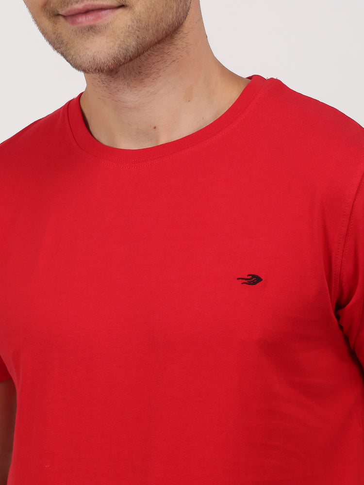Red Cotton Crew Neck T-Shirt