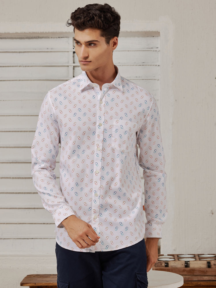 White  Printed  Shirt