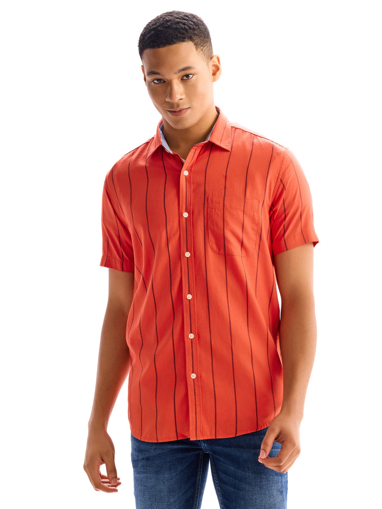 Red  Striped Pure Cotton Shirt