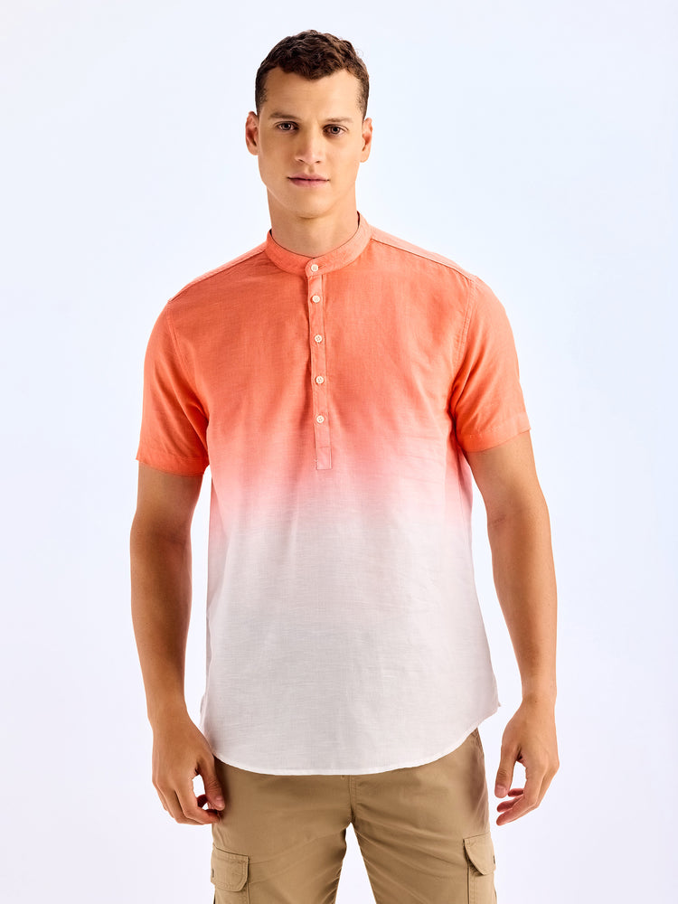 Orange Tie Dye Linen Kurta