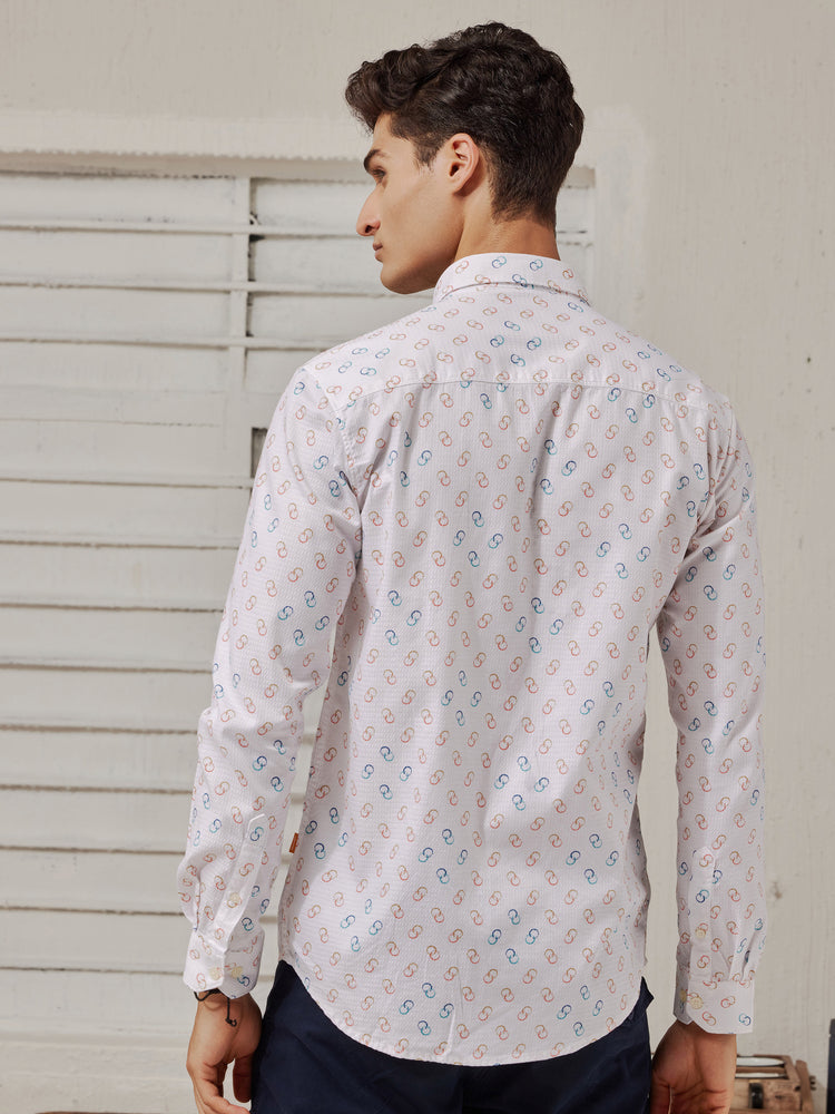 White  Printed  Shirt