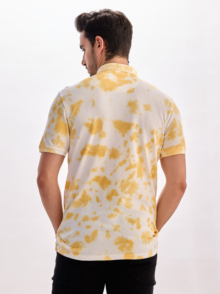 Yellow Tie Dye Polo T-Shirt