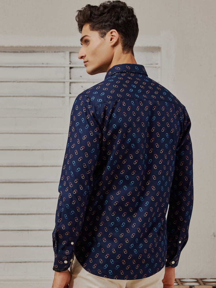 Navy  Printed  Shirt