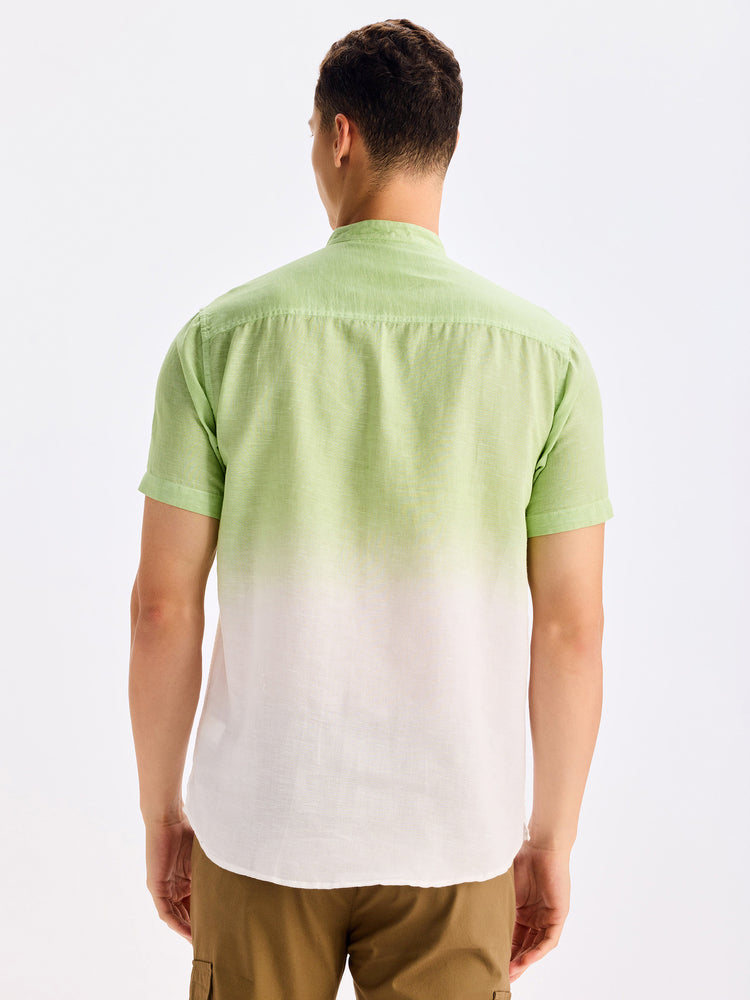 Green Tie Dye Linen Kurta
