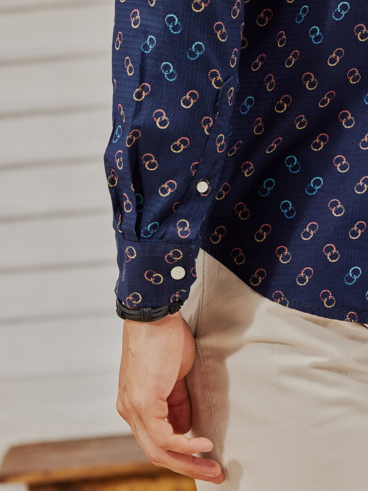 Navy  Printed  Shirt