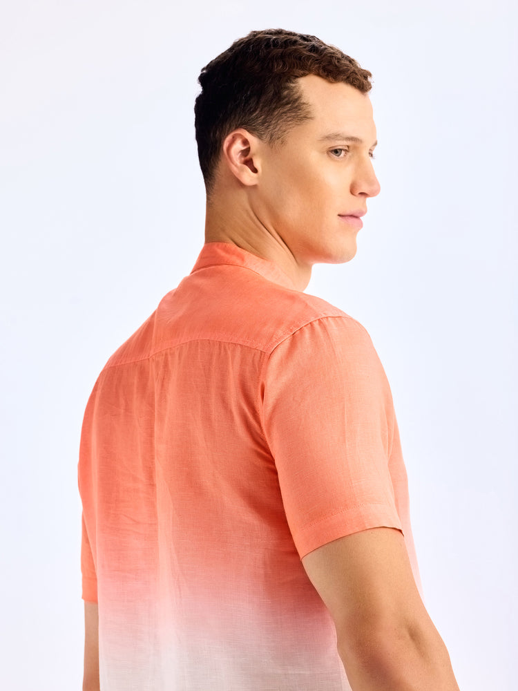 Orange Tie Dye Linen Kurta