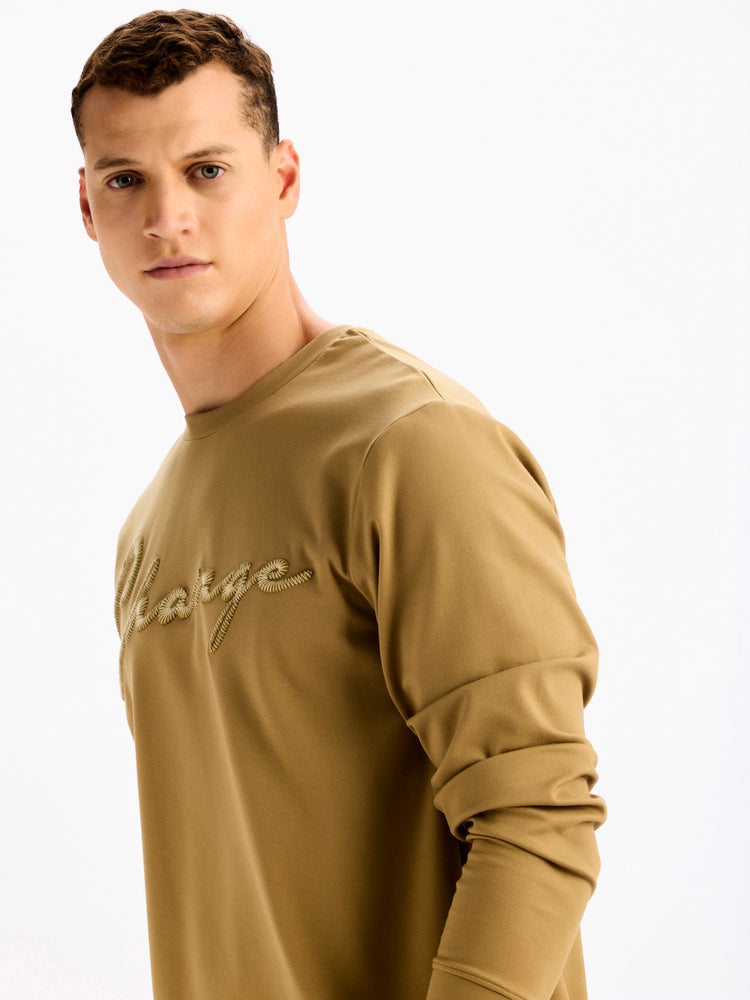 Cream Solid Sweatshirt