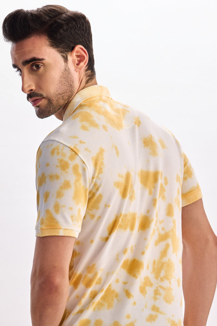 Yellow Tie Dye Polo T-Shirt