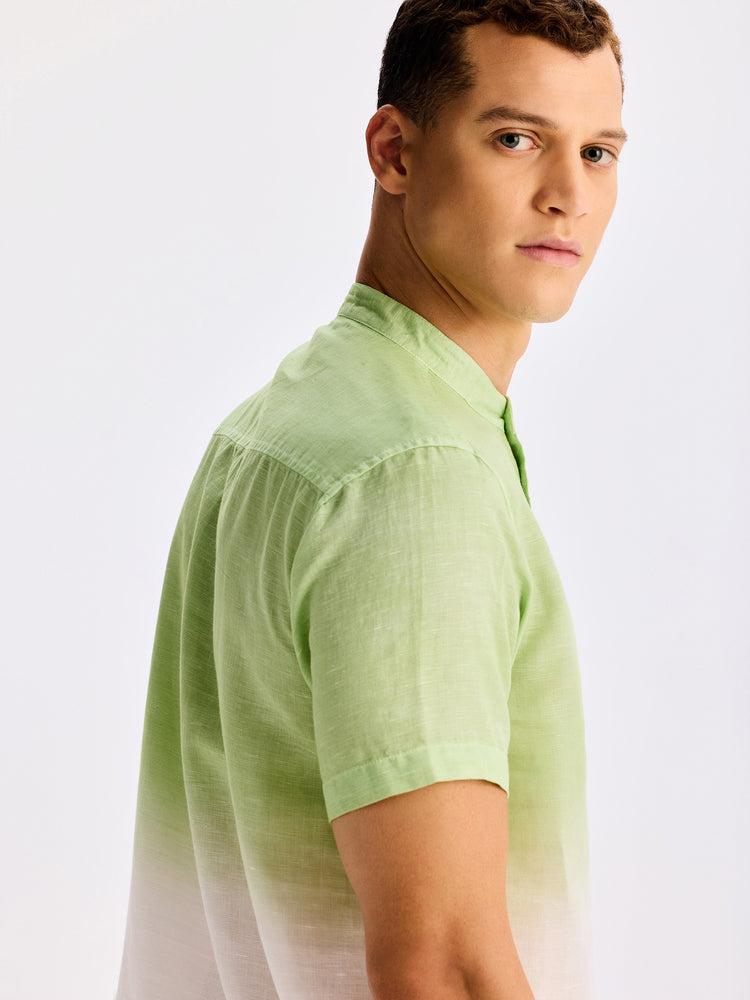 Green Tie Dye Linen Kurta