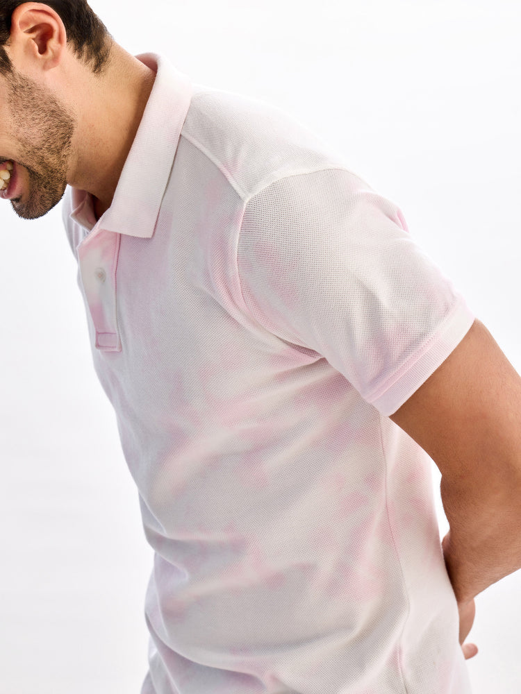 Pink Tie Dye Polo T-Shirt