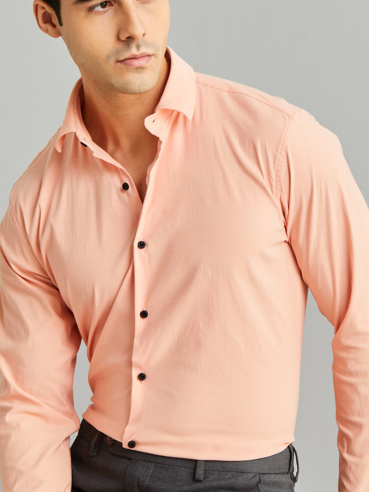 Orange Poly Stretch Cut-Way Collar Shirt