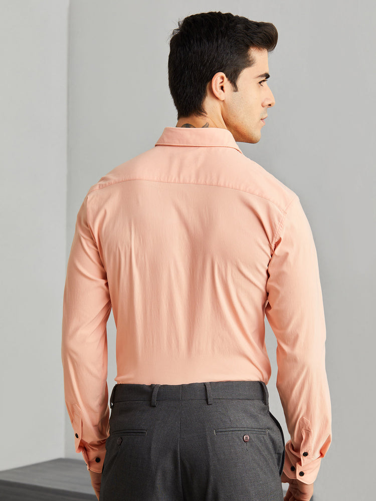 Orange Poly Stretch Cut-Way Collar Shirt