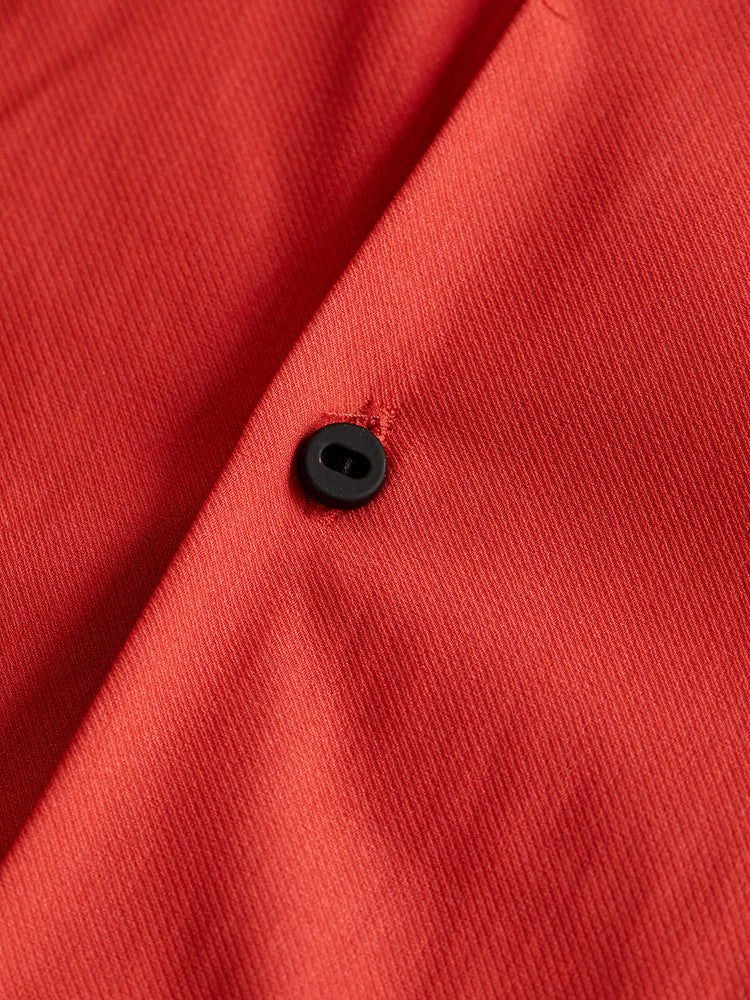Red Poly Stretch Cut-Way Collar Shirt