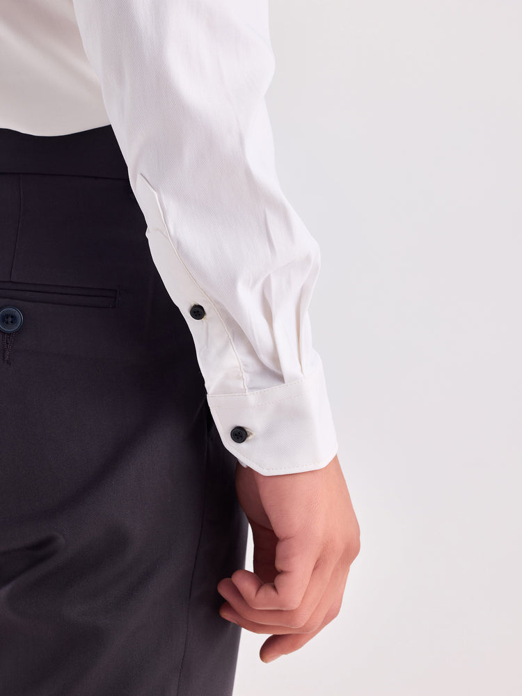 Cream Poly Stretch Cutaway Collar Shirt