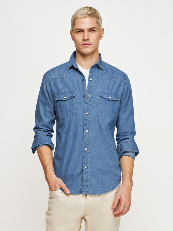 Double Pocket Silky Denim Shirt