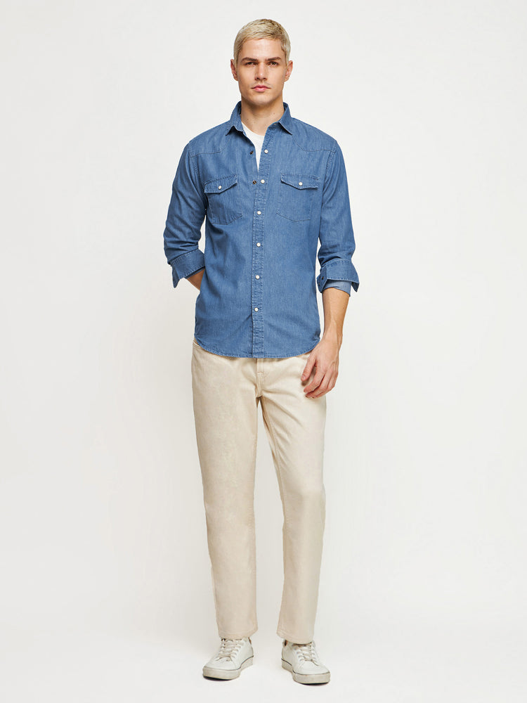 Double Pocket Silky Denim Shirt