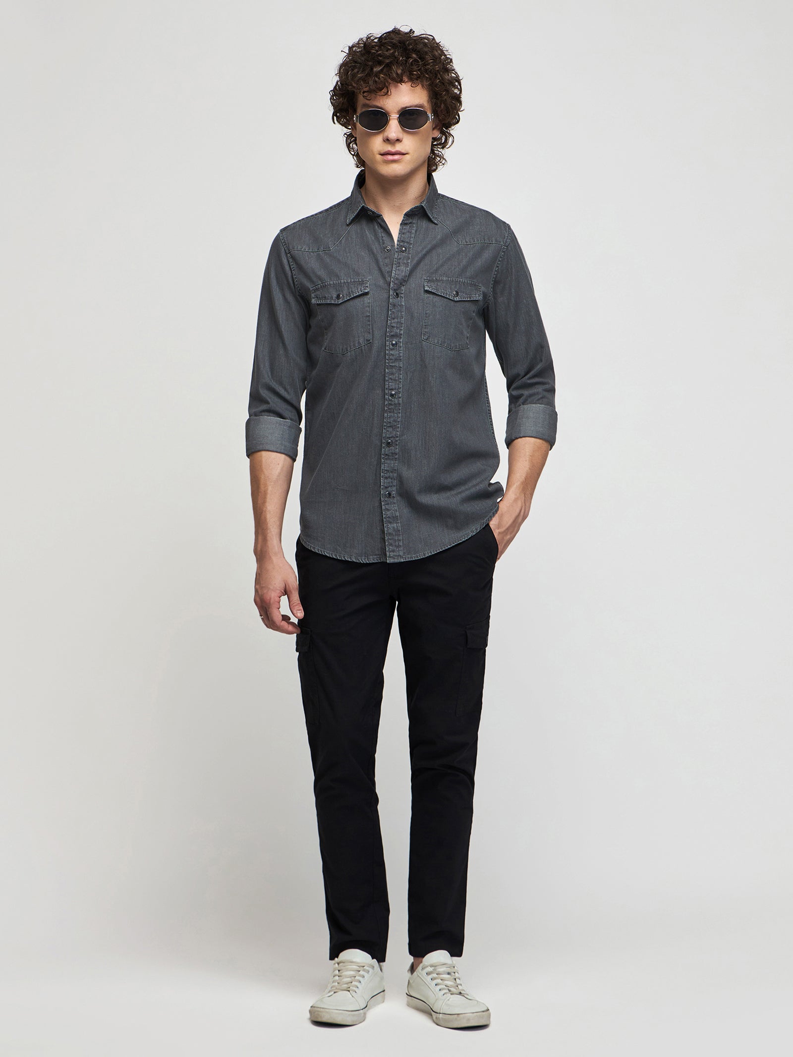 Double Pocket Silky Denim Shirt