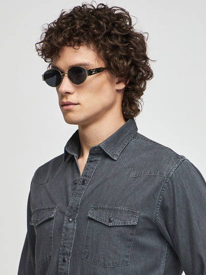 Double Pocket Silky Denim Shirt