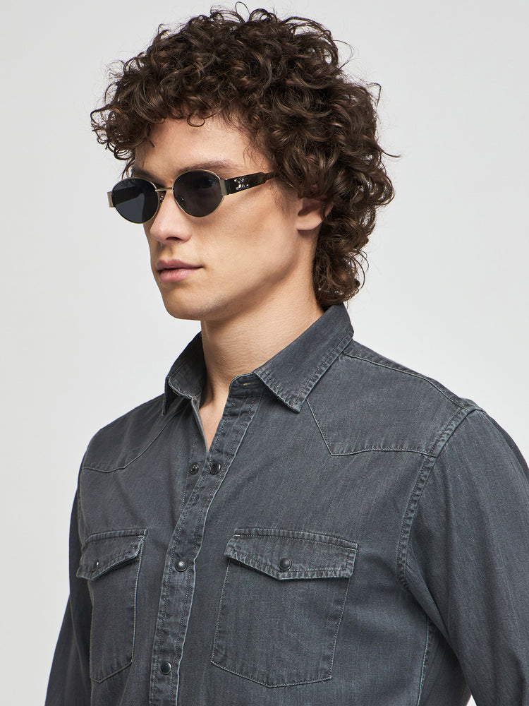 Double Pocket Silky Denim Shirt