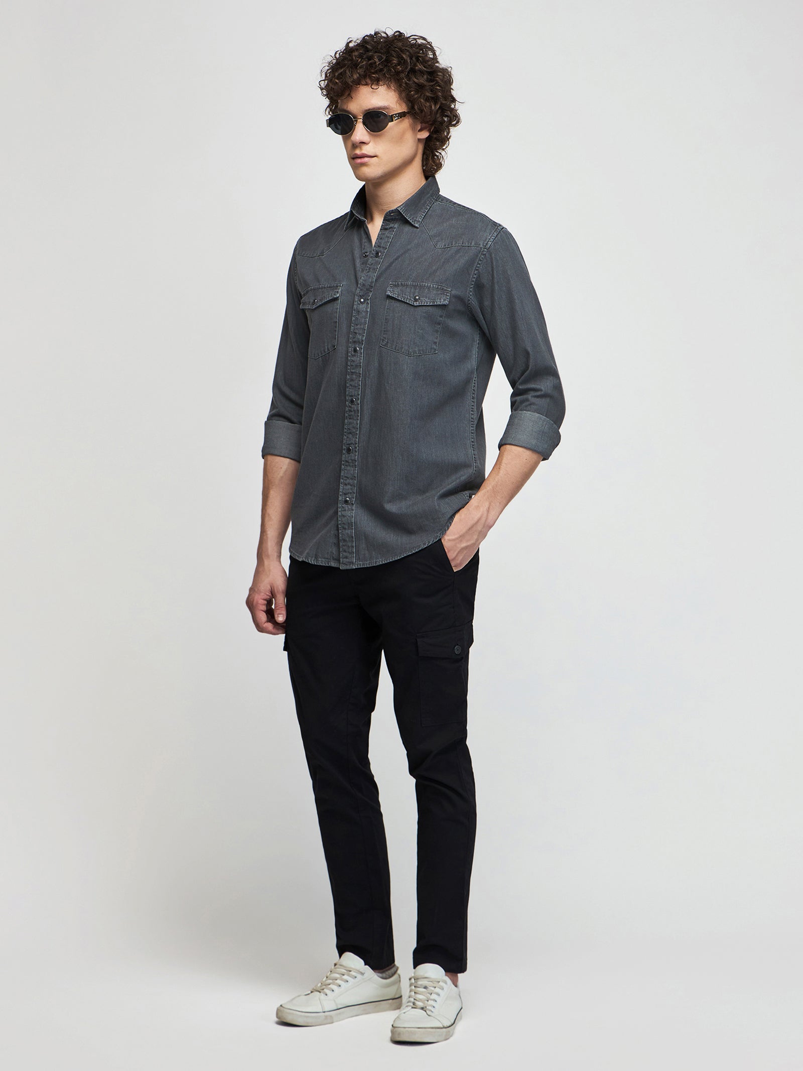 Double Pocket Silky Denim Shirt