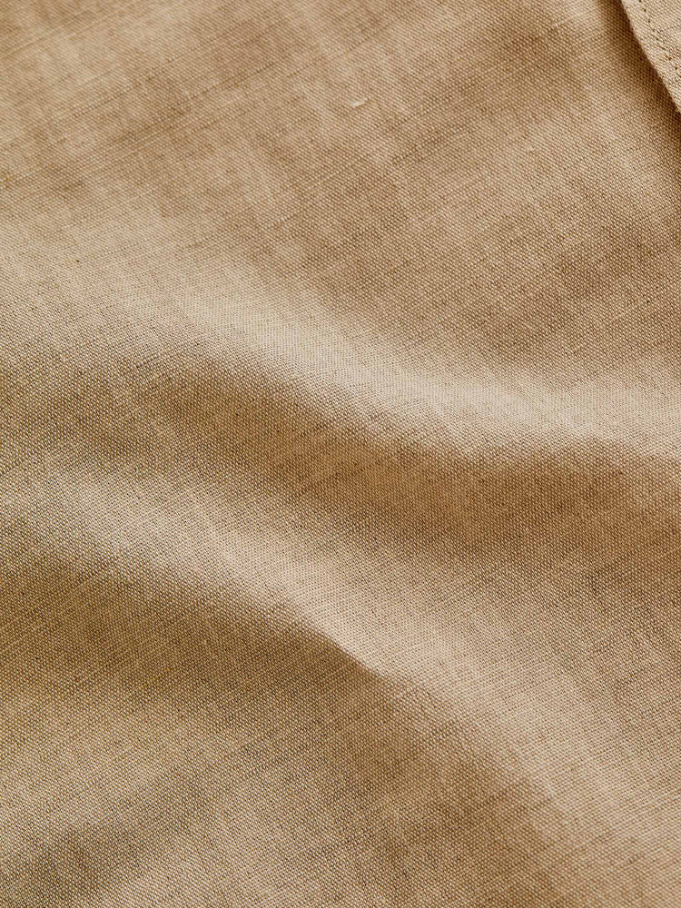 Natural Linen Cotton Spread Collar Shirt