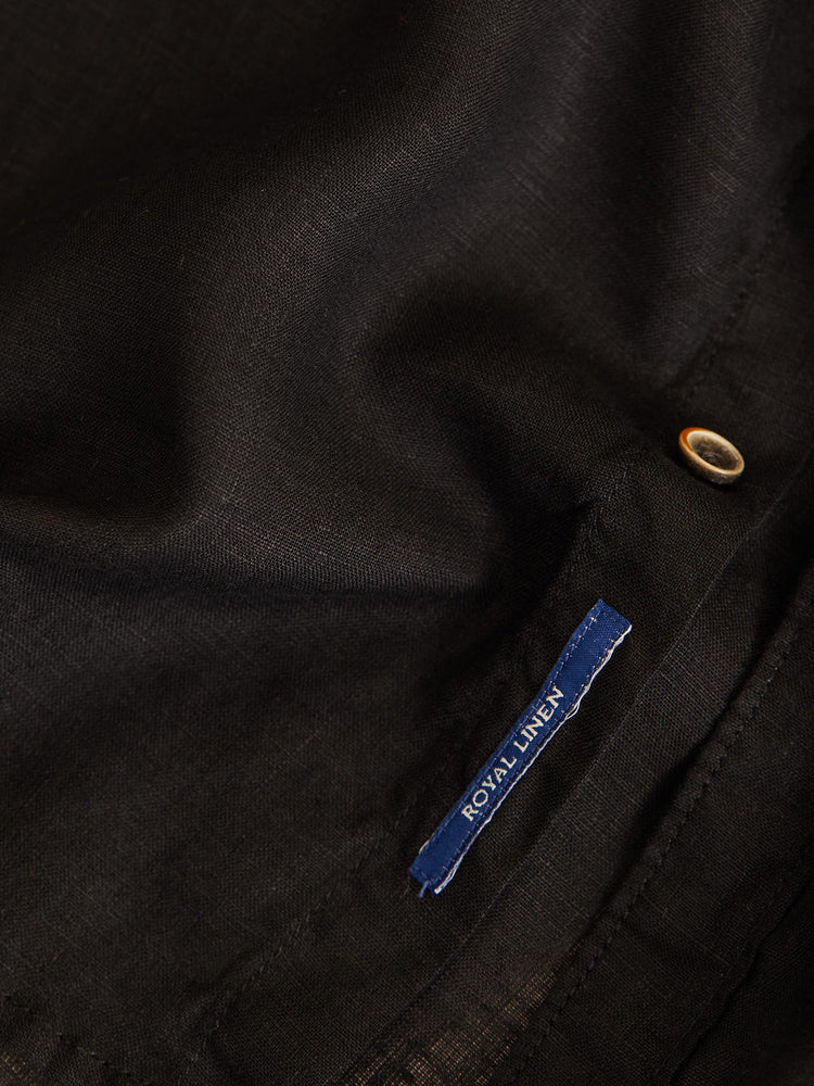 Black Linens Plain  Casual Shirt