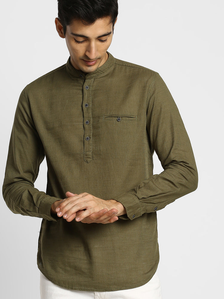 Olive Plain  Kurta