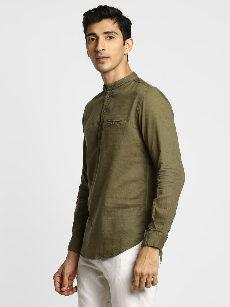 Olive Plain  Kurta