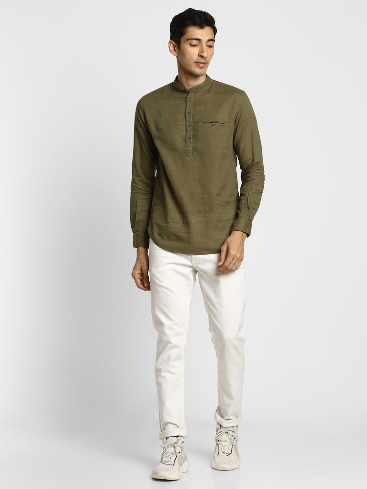 Olive Plain  Kurta