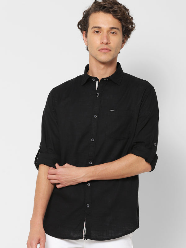Black Plain Casual Shirt