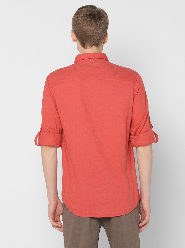 Red Plain Casual Shirt
