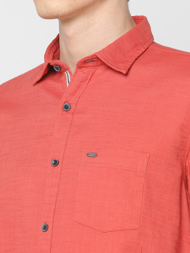 Red Plain Casual Shirt