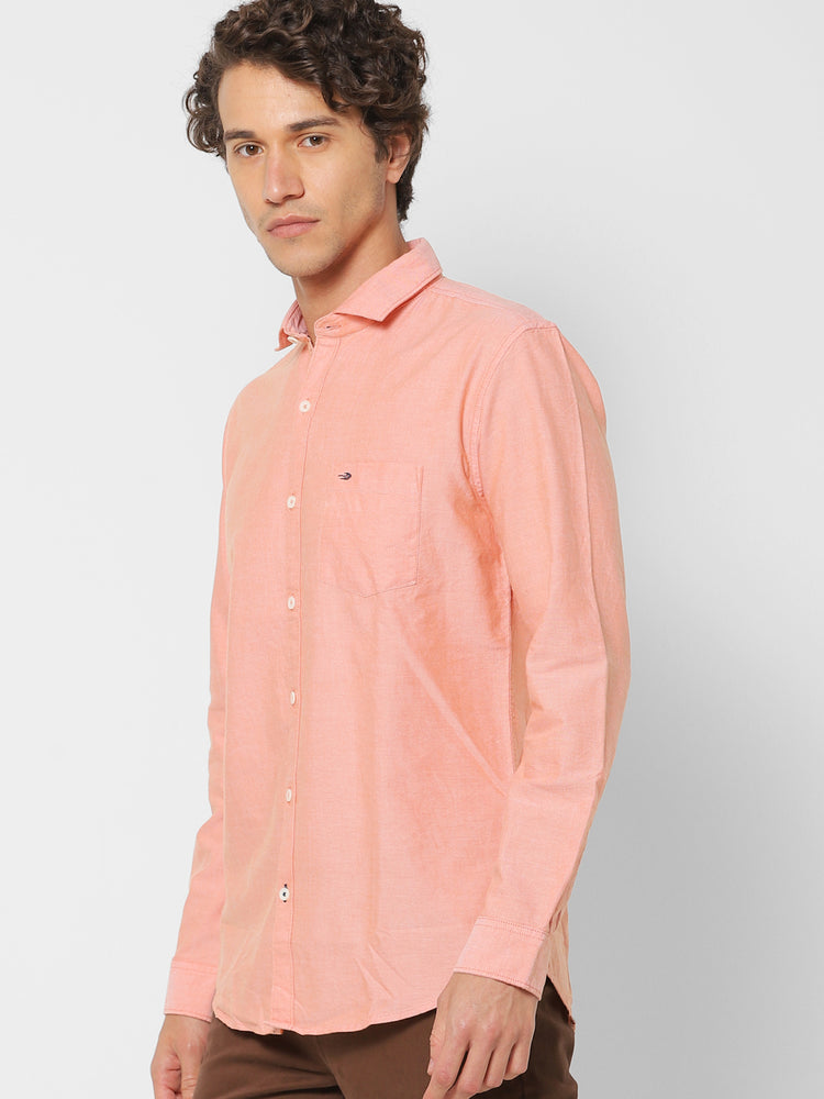 Orange Cotton Cut-Way Collar Shirt
