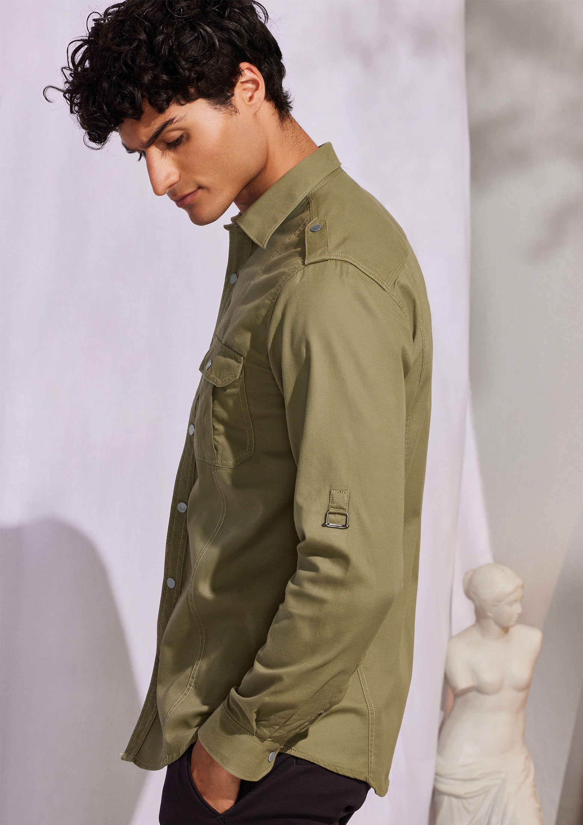 Green Twill Cargo Shirt