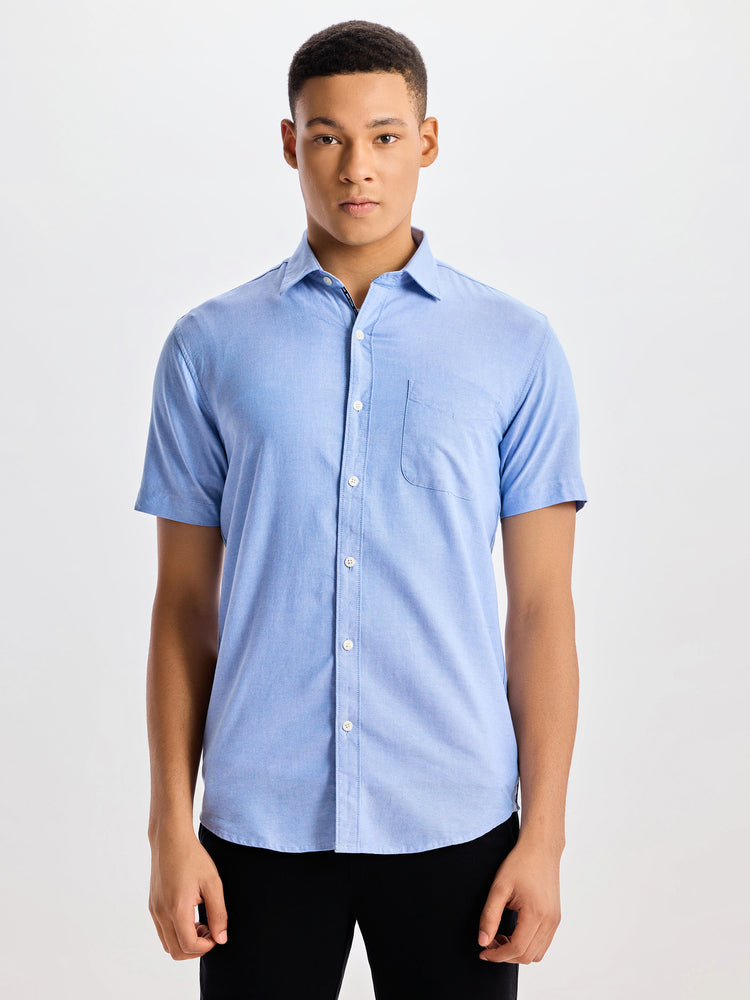 Blue Plain Pure Cotton Shirt