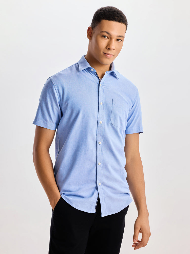 Blue Plain Pure Cotton Shirt