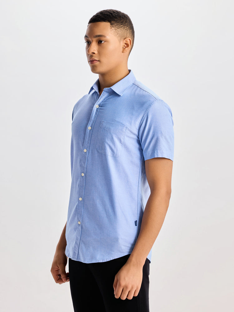 Blue Plain Pure Cotton Shirt