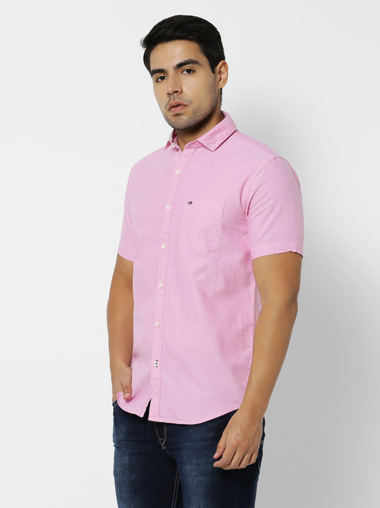 Pink Cotton Cut-Way Collar Shirt
